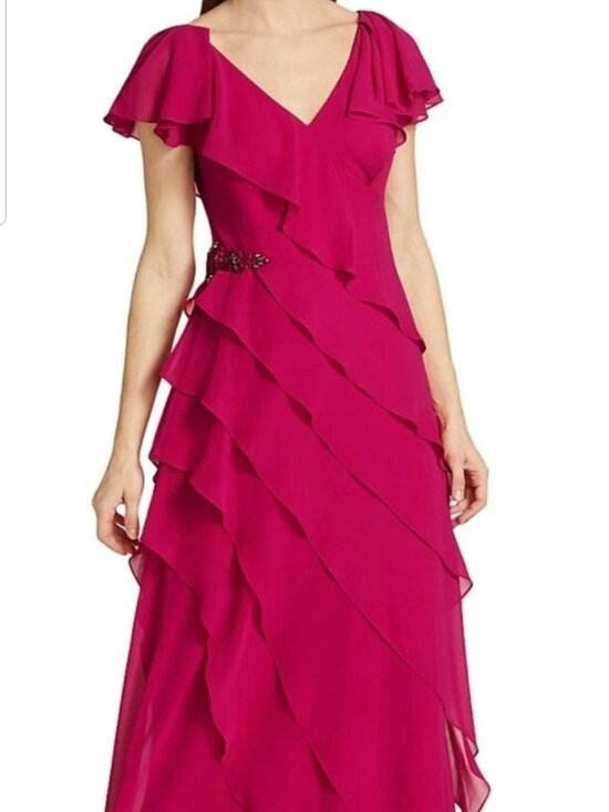 Rickie Freeman for Teri Jon Dresses & Skirts - Teri Jon Rickie Freeman Designer $800 Pink Magenta Diagonally Tiered Gown Sz 12